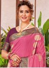 Hot Pink and Purple Woven Work Designer Contemporary Style Saree - 1