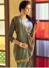 Brown and Sea Green Embroidered Work Contemporary Style Saree - 2
