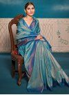 Blue and Turquoise Designer Contemporary Saree For Ceremonial - 1