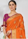 Green and Orange Jacquard Designer Traditional Saree - 1