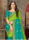 Mint Green and Teal Designer Contemporary Style Saree - 1