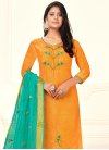 Mustard and Turquoise Pant Style Classic Salwar Suit For Casual - 1