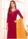 Crimson and Mustard Pant Style Designer Salwar Suit For Casual - 1