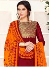Crimson and Orange Trendy Churidar Salwar Kameez For Casual - 1