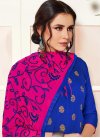 Blue and Rose Pink Woven Work Trendy Churidar Salwar Suit - 1
