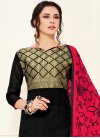Black and Crimson Art Silk Trendy Churidar Suit For Casual - 1