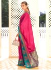 Rose Pink and Teal Paithani Silk Designer Contemporary Style Saree - 2