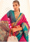 Rose Pink and Teal Paithani Silk Designer Contemporary Style Saree - 1
