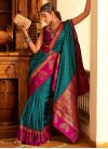Rose Pink and Teal Woven Work  Traditional Designer Saree - 2