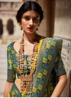 Teal and Yellow Embroidered Work Designer Traditional Saree - 1