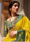 Teal and Yellow Embroidered Work Designer Traditional Saree - 2