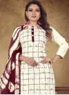 Maroon and Off White Pant Style Salwar Kameez - 1