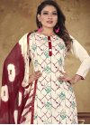 Maroon and Off White Cotton Pant Style Designer Salwar Suit - 1