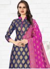 Magenta and Navy Blue Art Silk Trendy Pant Style Suit - 1