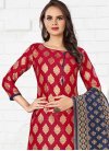 Navy Blue and Red Pant Style Classic Salwar Suit For Casual - 1