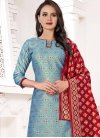 Firozi and Red Trendy Palazzo Salwar Suit - 1