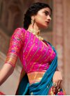 Blue and Rose Pink Silk Designer Traditional Saree - 2