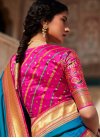 Blue and Rose Pink Silk Designer Traditional Saree - 1