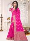 Embroidered Work Faux Georgette Trendy Saree For Festival - 1