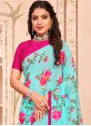 Firozi and Rose Pink Trendy Designer Saree For Casual - 1