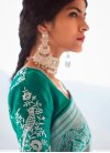 Silk Silver Color and Teal Designer Traditional Saree - 1