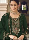 Faux Georgette Embroidered Work Pant Style Straight Salwar Kameez - 1