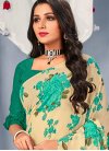 Faux Georgette cream and Teal Contemporary Style Saree For Casual - 1