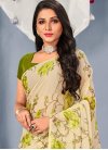 Cream and Olive Trendy Classic Saree For Casual - 1