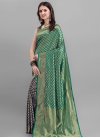 Navy Blue and Teal Woven Work Designer Contemporary Saree - 1