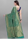 Navy Blue and Teal Woven Work Designer Contemporary Saree - 2