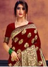 Beige and Maroon Contemporary Style Saree - 1
