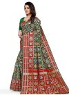Bottle Green and Red Print Work Contemporary Style Saree - 1