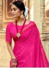Abstract Print Work Linen Designer Traditional Saree For Ceremonial - 1