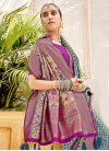 Art Silk Light Blue and Purple Designer Traditional Saree For Ceremonial - 1