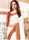 Faux Chiffon Maroon and White Designer Traditional Saree For Casual - 1