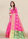 Art Silk Green and Rose Pink Designer Contemporary Saree - 1