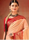 Peach and Red Brasso Contemporary Style Saree For Ceremonial - 1