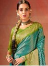Olive and Teal Contemporary Style Saree - 1