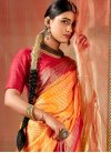 Mustard and Red Brasso Contemporary Style Saree - 1