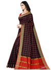 Black and Red Woven Work Contemporary Style Saree - 1