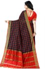 Black and Red Woven Work Contemporary Style Saree - 2