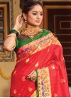 Green and Red Art Silk Designer Traditional Saree For Ceremonial - 1