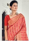 Woven Work Red and Salmon Designer Traditional Saree - 1