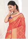 Purple and Red Woven Work Contemporary Style Saree - 1