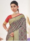 Patola Silk Grey and Red Woven Work Designer Traditional Saree - 1
