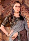 Chiffon Coffee Brown and Grey Designer Traditional Saree For Ceremonial - 1