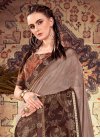 Chiffon Coffee Brown and Grey Designer Traditional Saree For Ceremonial - 1