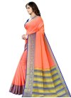 Navy Blue and Peach Woven Work Contemporary Style Saree - 2