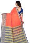 Navy Blue and Peach Woven Work Contemporary Style Saree - 1