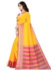 Mustard and Rose Pink Designer Traditional Saree For Casual - 1